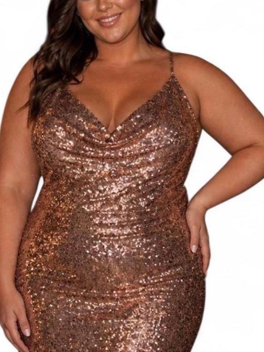Fashion Nova Dress Size 2X Rose Gold Sequin Mini Dress NWT